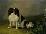 Charles Canvas Paintings - A King Charles Spaniel in a Landscape